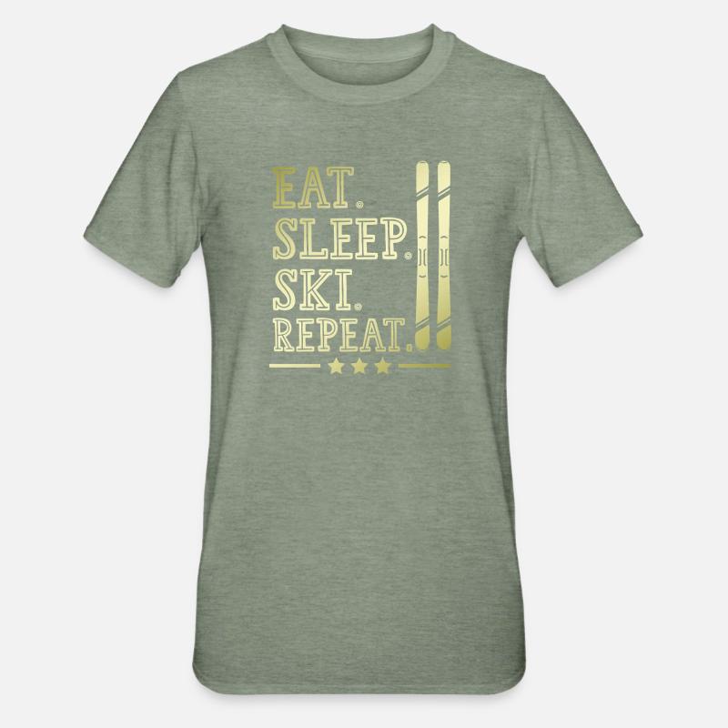 Manger dormir Ski Répéter - T-shirt polycoton Unisexe - vert kaki chiné