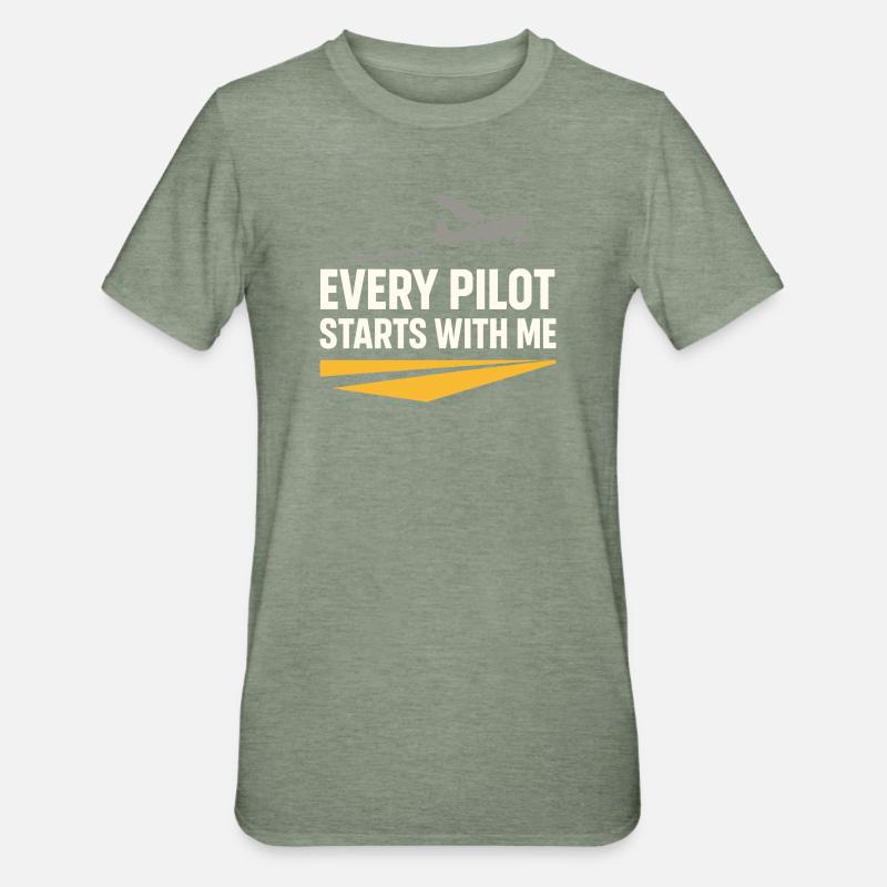 Fluglehrer Cfi Pilot Luftfahrtlehrer - Unisex Polycotton T-Shirt - Militärgrün meliert