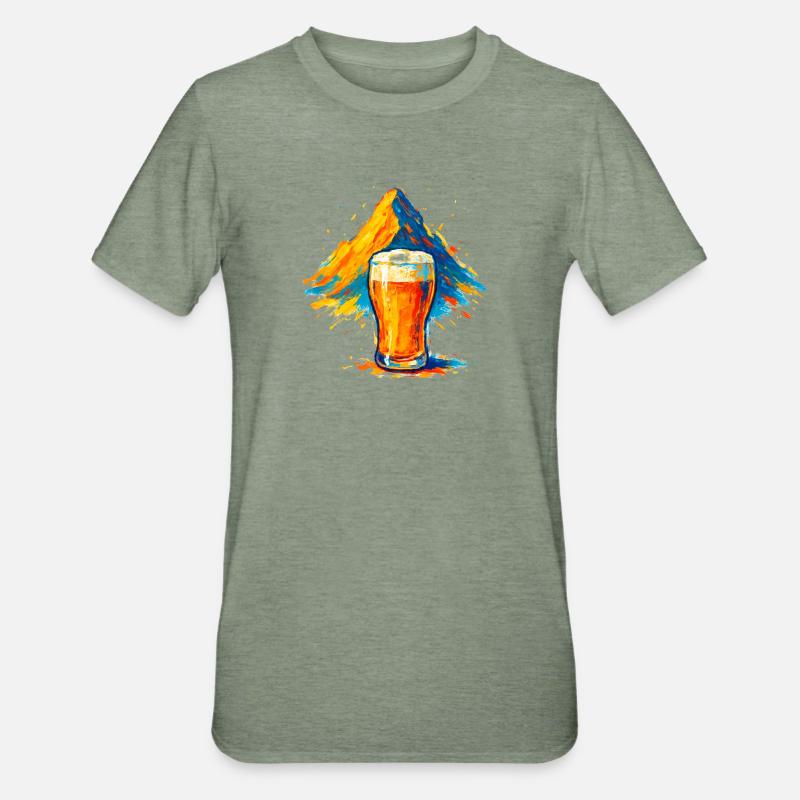 Biergipfel Farbexplosion - Unisex Polycotton T-Shirt - Militärgrün meliert
