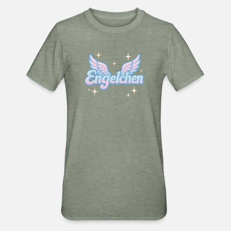 Engelchen / y2k statement spitzname design - Unisex Polycotton T-Shirt - Militärgrün meliert