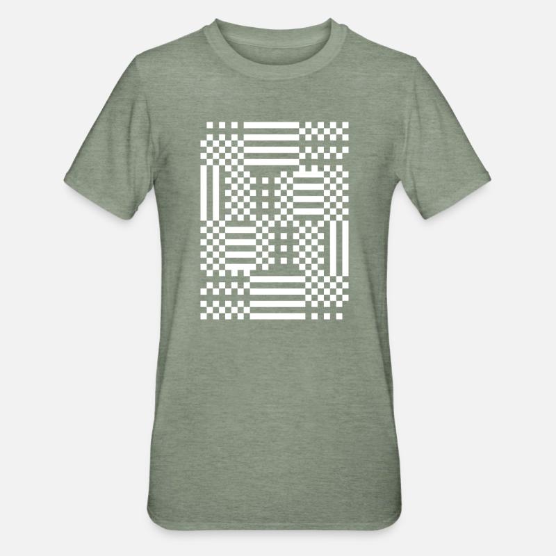 GridFlux Monochrome Optical Pattern - Unisex Polycotton T-Shirt - heather military green