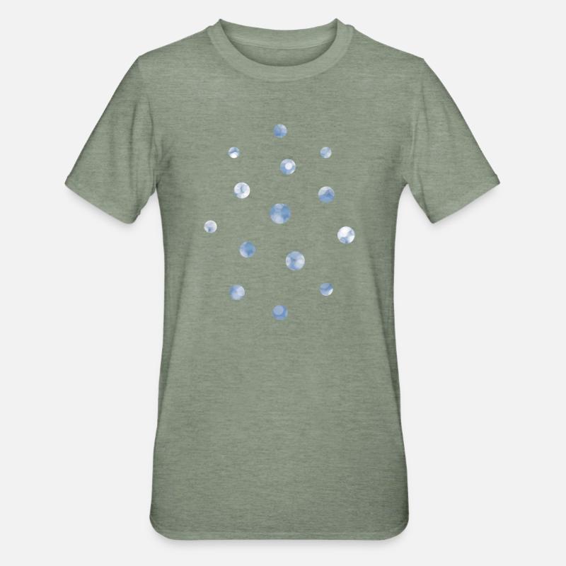 Blue Bokeh Light Points Pattern - Unisex Polycotton T-Shirt - heather military green