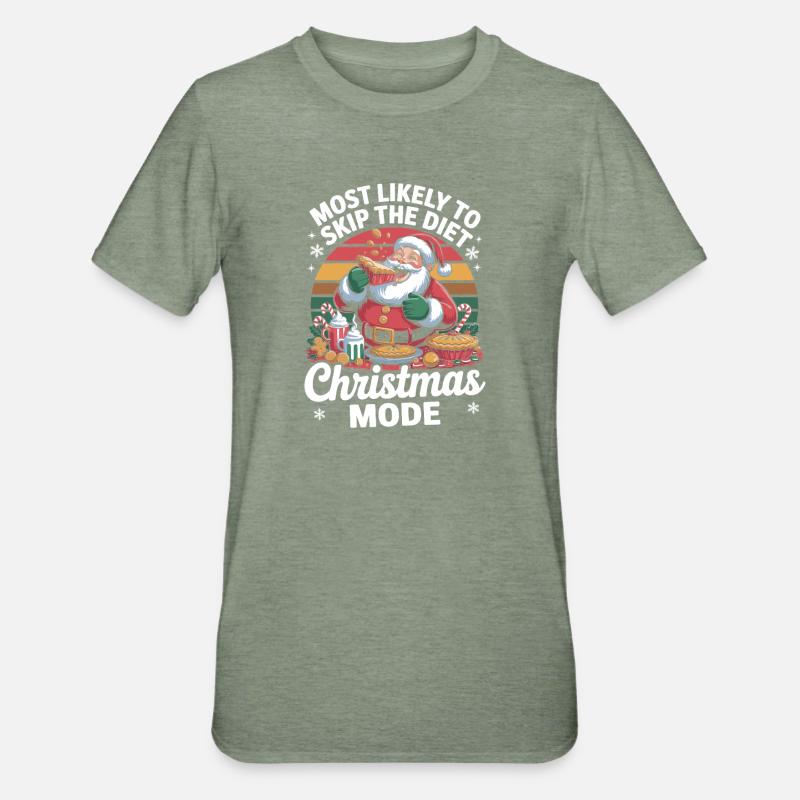 Mode Noël Skip Diet - T-shirt polycoton Unisexe - vert kaki chiné