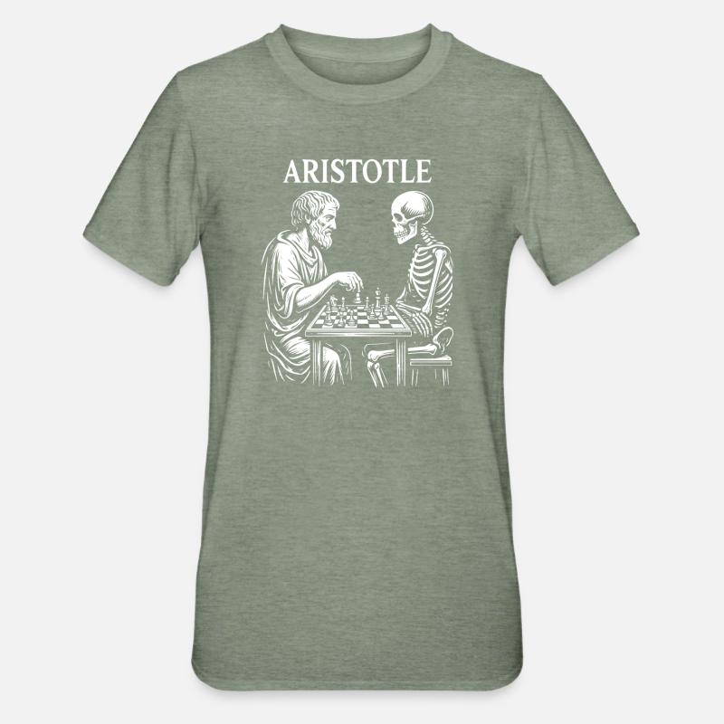 Échecs Aristote vs Skeleton - T-shirt polycoton Unisexe - vert kaki chiné