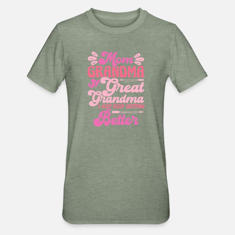 Oma Mama Geschenk Weihnachtsgeschenke Großmutter  - Unisex Polycotton T-Shirt - Militärgrün meliert