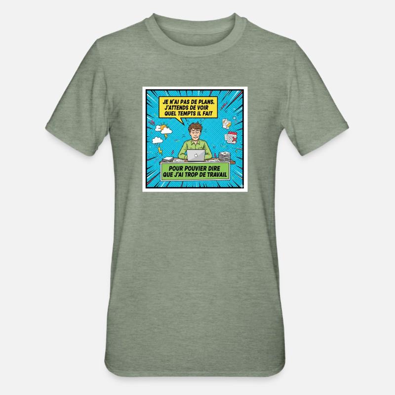 Procrastination and overwork BD - Unisex Polycotton T-Shirt - heather military green