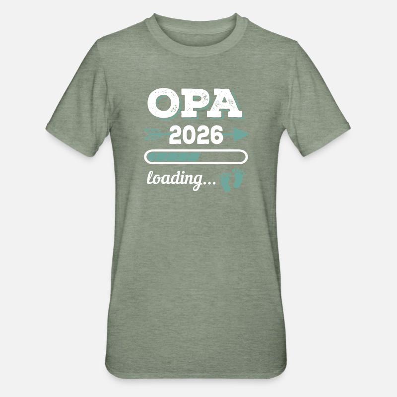 Opa 2026 Loading Werdender Großater Geschenkidee - Unisex Polycotton T-Shirt - Militärgrün meliert