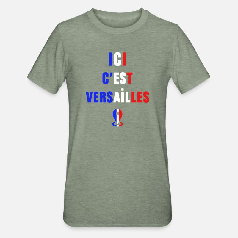 Ici c’est Versailles - T-shirt polycoton Unisexe - vert kaki chiné