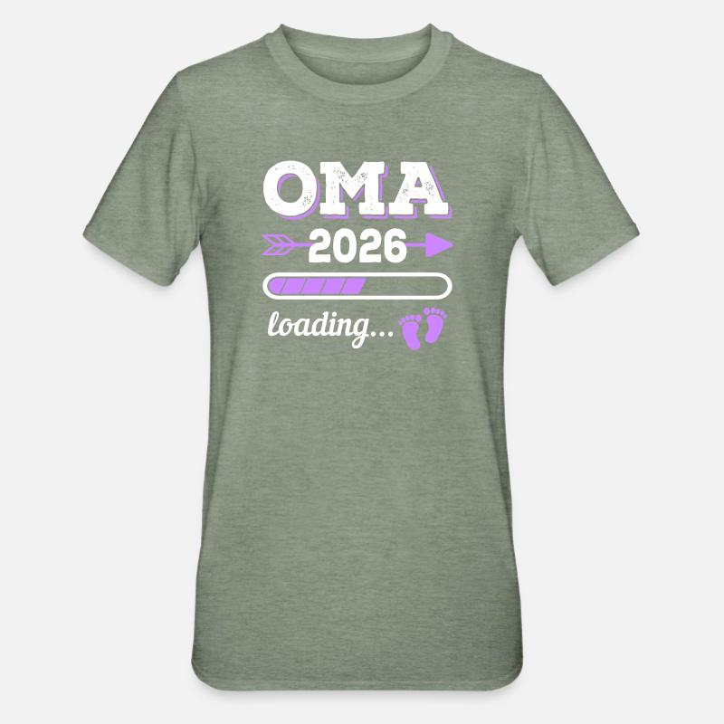 Oma 2026 Loading Schwangerschaft Geschenkidee - Unisex Polycotton T-Shirt - Militärgrün meliert
