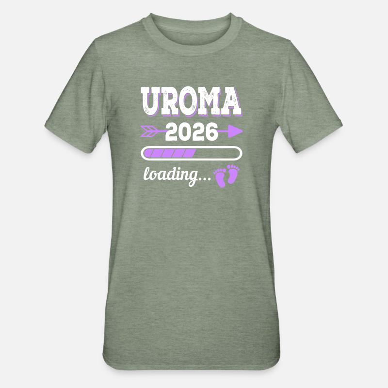 Uroma 2026 Loading Schwangerschaft Geschenkidee - Unisex Polycotton T-Shirt - Militärgrün meliert
