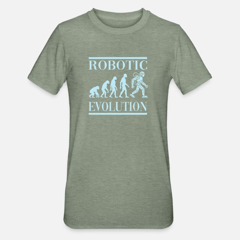 Robot Evolution Progress Human Future - Unisex Polycotton T-Shirt - heather military green