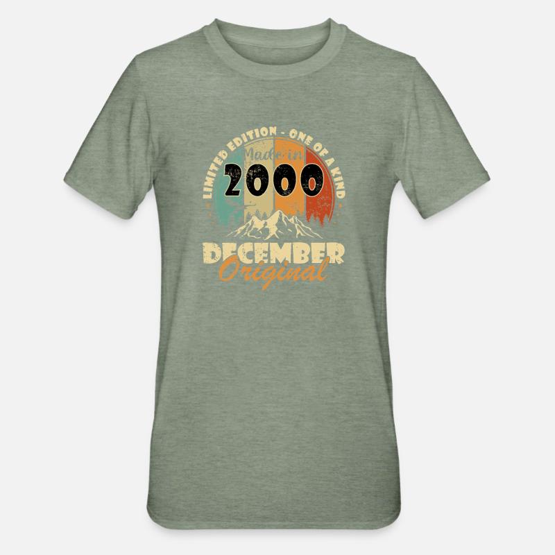 Dezember 2000 Jubiläum 2000 Dezember - Unisex Polycotton T-Shirt - Militärgrün meliert