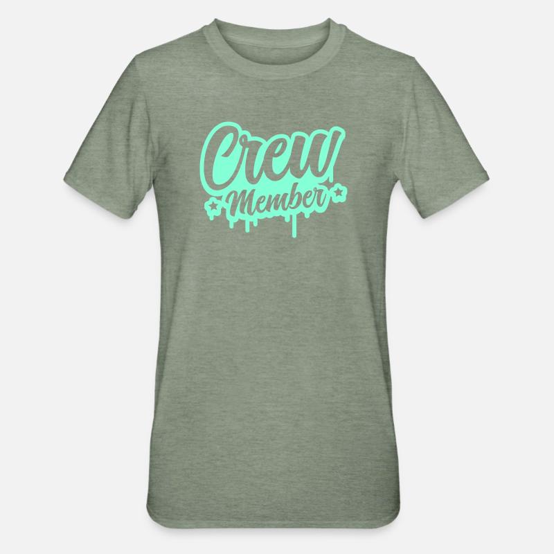 Crew Member Spritz Script - Unisex Polycotton T-Shirt - Militärgrün meliert