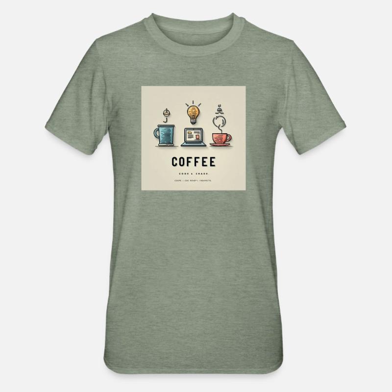 Kaffee Code Design - Unisex Polycotton T-Shirt - Militärgrün meliert
