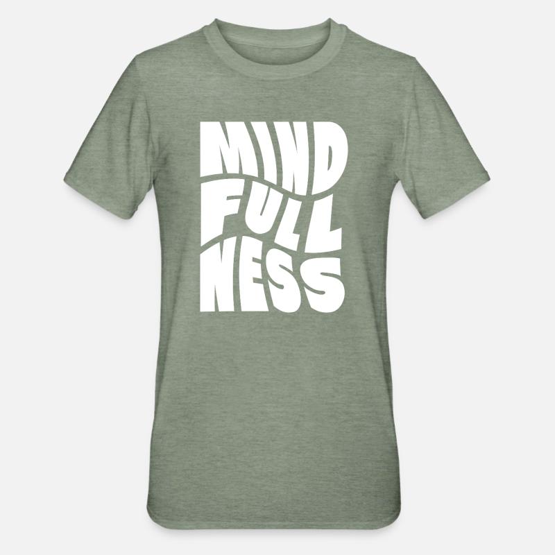 Conception typographique Mindfullness - T-shirt polycoton Unisexe - vert kaki chiné