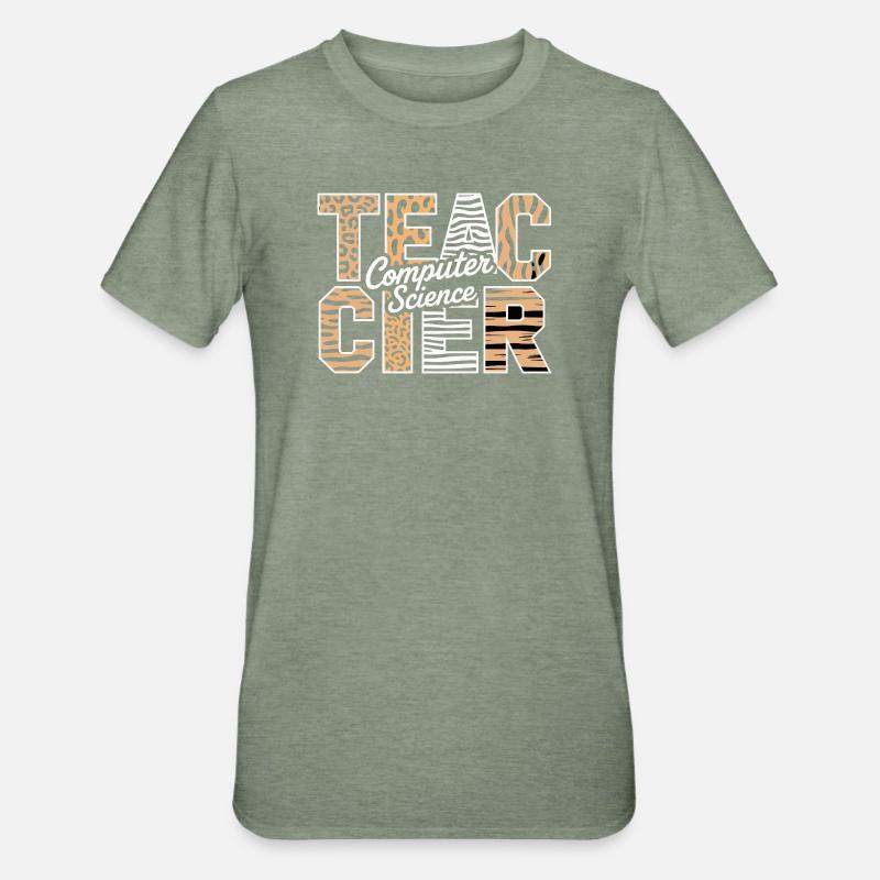 Computer Science Lehrer Tiermuster Stil - Unisex Polycotton T-Shirt - Militärgrün meliert
