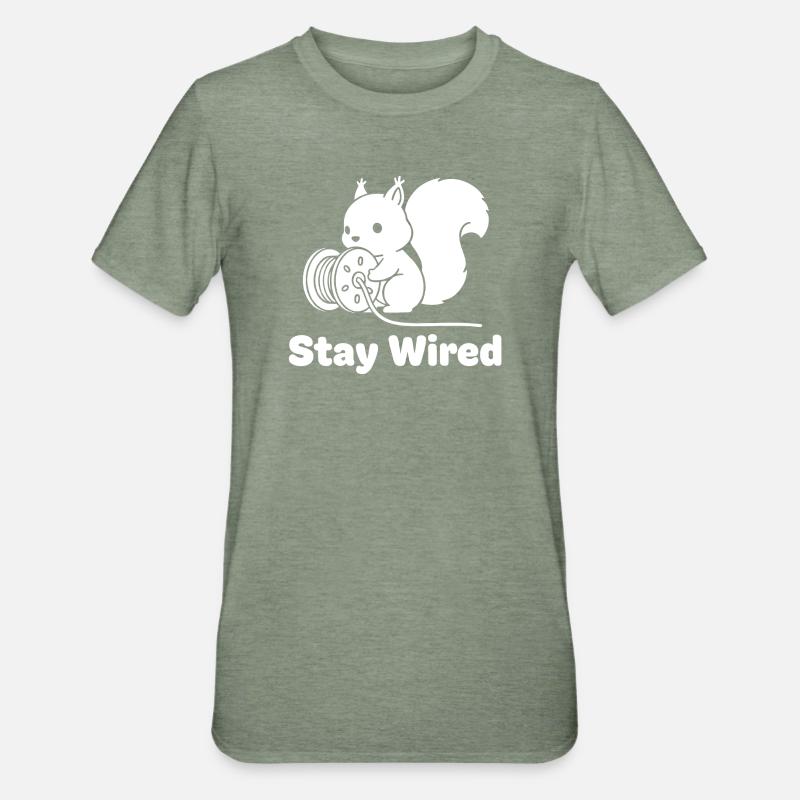 Stay Wired Eichhörnchen - Unisex Polycotton T-Shirt - Militärgrün meliert