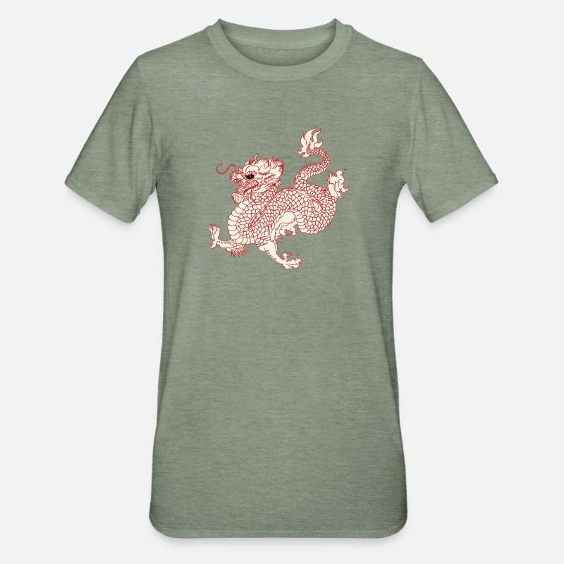 Drache - Unisex Polycotton T-Shirt - Militärgrün meliert