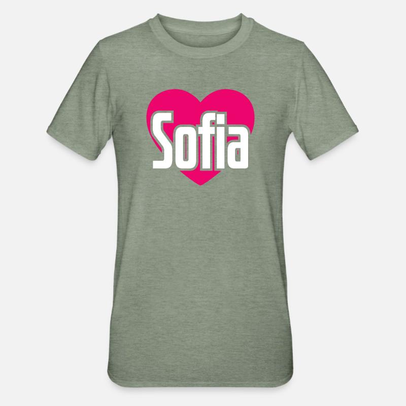 J’aime Sofia Coeur rose J’aime Sofia - T-shirt polycoton Unisexe - vert kaki chiné