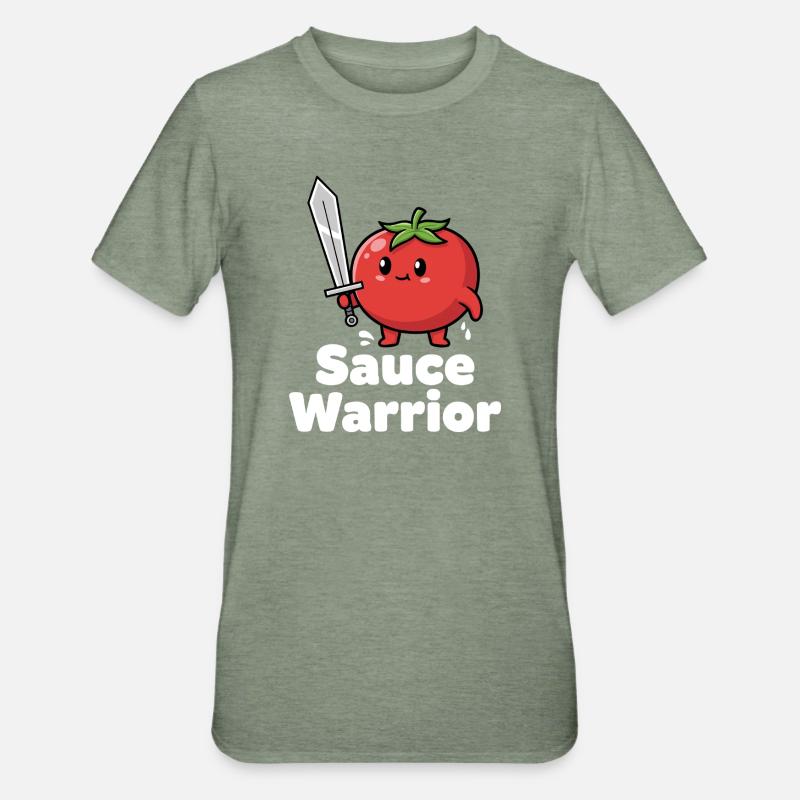 Guerrier tomate à l'épée - T-shirt polycoton Unisexe - vert kaki chiné