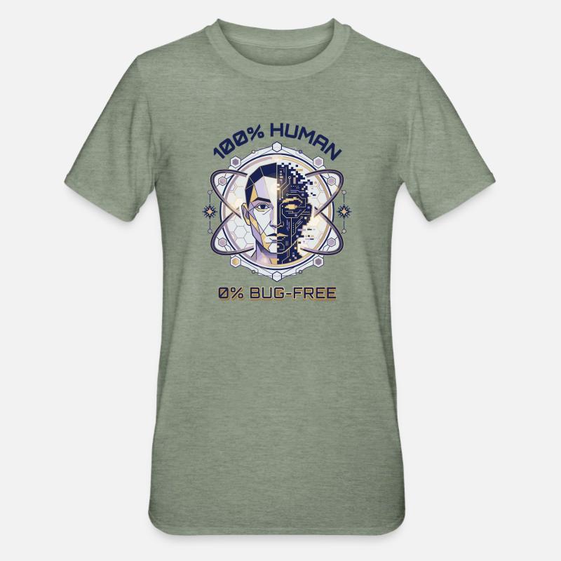 Code de bug humain - T-shirt polycoton Unisexe - vert kaki chiné