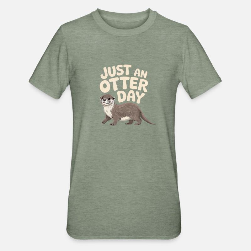 Simplement un jour de loutre - T-shirt polycoton Unisexe - vert kaki chiné