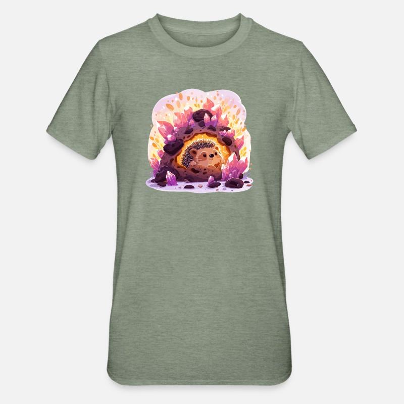 Hérisson de la Grotte de Cristal - T-shirt polycoton Unisexe - vert kaki chiné