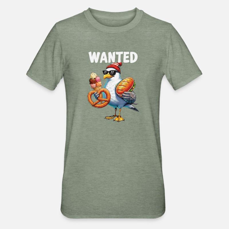 Gesucht Möwe Brezel Eiscreme - Unisex Polycotton T-Shirt - heather military green