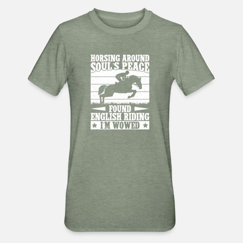 Équitation Cavalier autour du cavalier - T-shirt polycoton Unisexe - vert kaki chiné