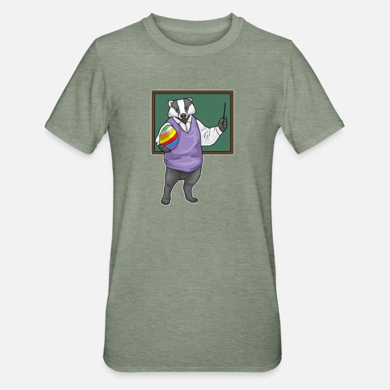 Badger Enseignant de Pâques - T-shirt polycoton Unisexe - vert kaki chiné