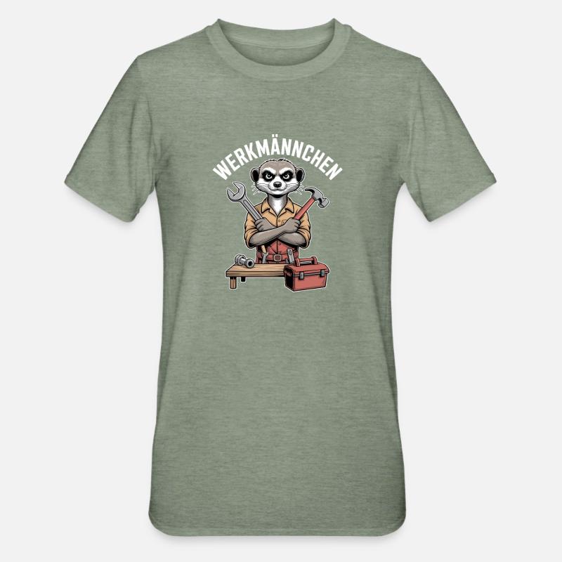 Erdmännchen Echter Heimwerker Mann Handwerker - Unisex Polycotton T-Shirt - Militärgrün meliert