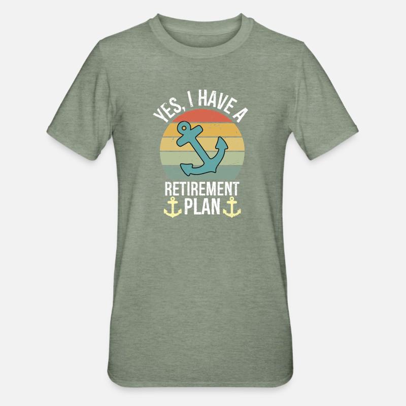 Plain Sailing Boat Retirement Plan Gift - Unisex Polycotton T-Shirt - Militärgrün meliert