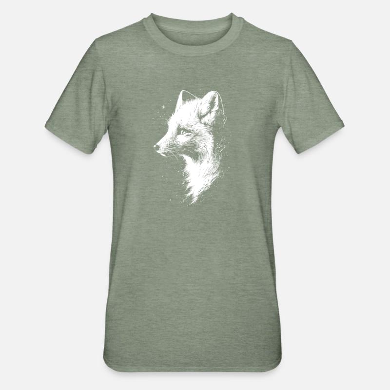 Polarfuchs Schneefuchs Eisfuchs Süßer Weißer Fuchs - Unisex Polycotton T-Shirt - Militärgrün meliert
