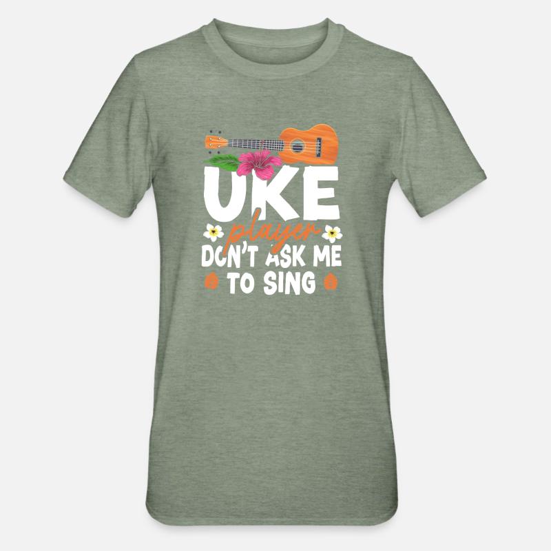 Hawaiian Ukulele Uke Uke Player - Unisex Polycotton T-Shirt - heather military green