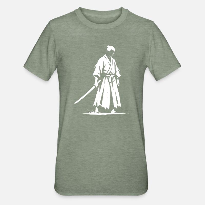 Sad Ronin Samurai Warrior - T-shirt polycoton Unisexe - vert kaki chiné