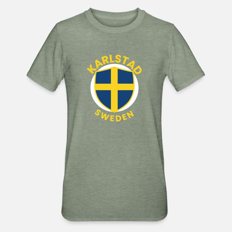 Conception de l’écu Karlstad Suède - T-shirt polycoton Unisexe - vert kaki chiné