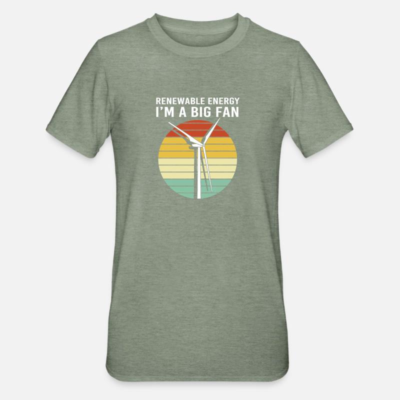 Énergie éolienne Éolienne Énergie éolienne - T-shirt polycoton Unisexe - vert kaki chiné