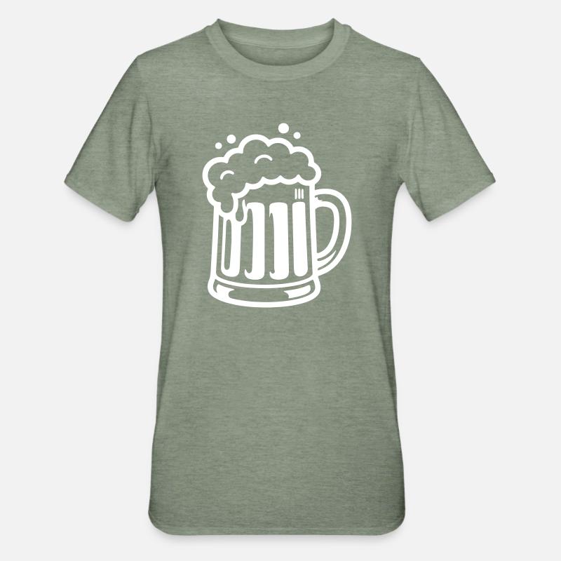 Bierkrug Comic Bier - Unisex Polycotton T-Shirt - Militärgrün meliert