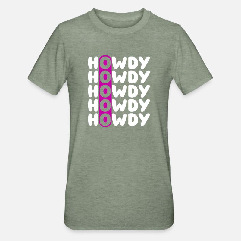 Howdy Repeat O Western Pattern - Unisex Polycotton T-Shirt - heather military green