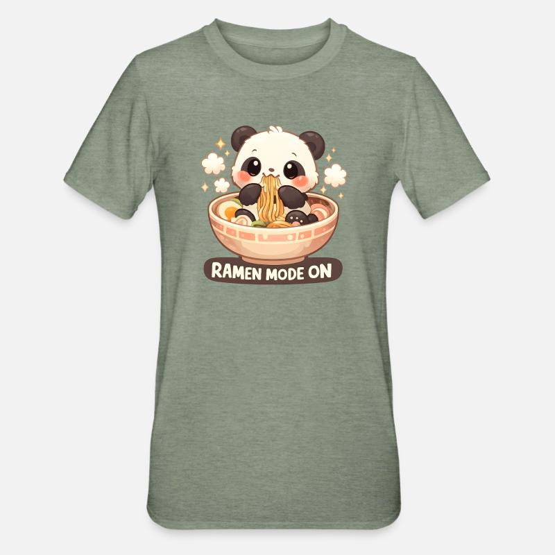 Ramen Panda Mode Activé - T-shirt polycoton Unisexe - vert kaki chiné