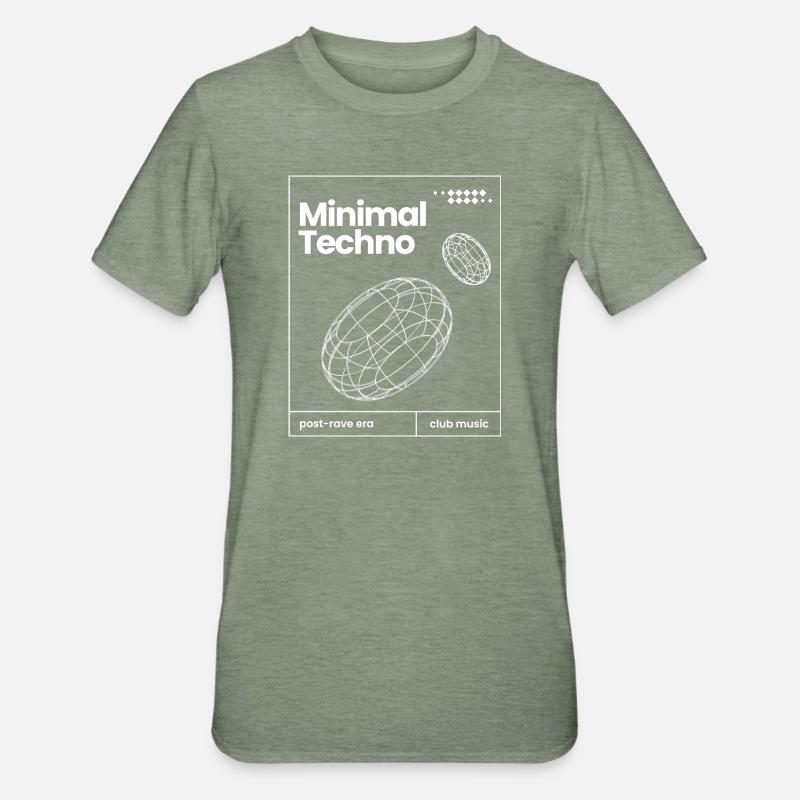 Minimal-Techno-Musik-Sphären-Design - Unisex Polycotton T-Shirt - Militärgrün meliert