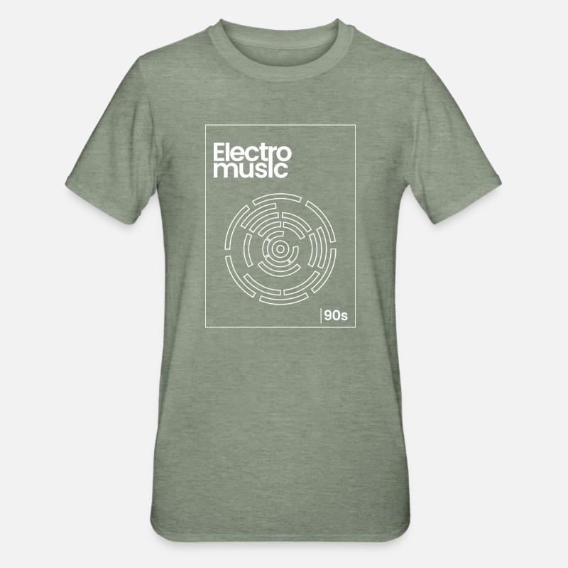 Electro Maze 90s Techno Tee - Unisex Polycotton T-Shirt - heather military green