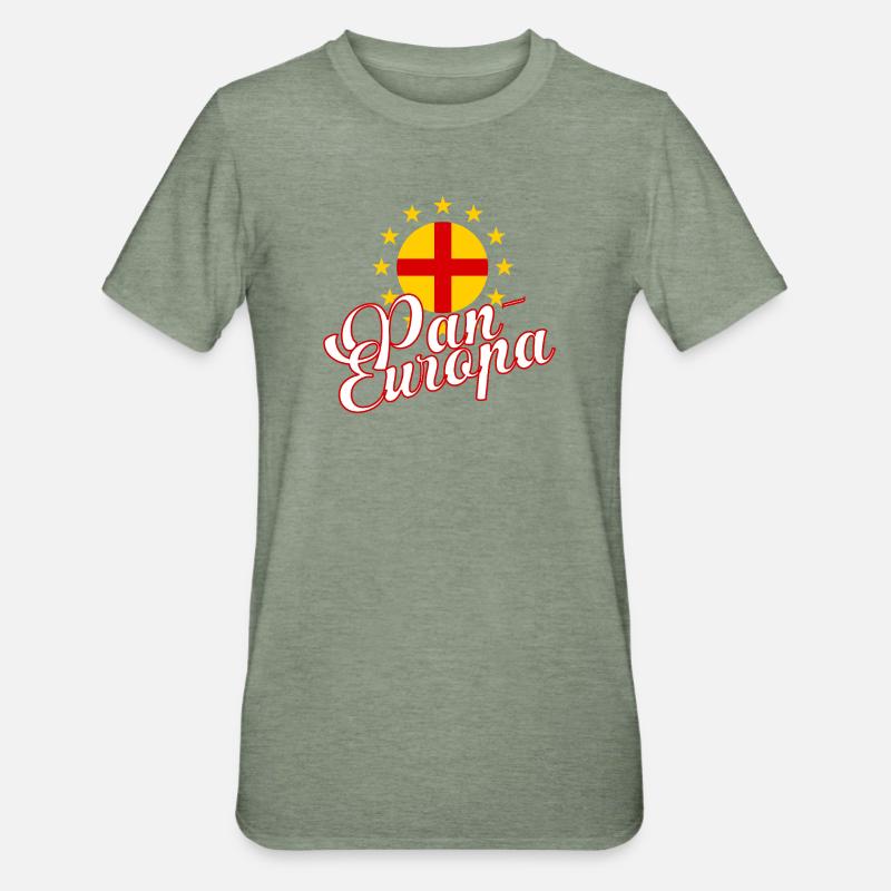 Pan-Europa Rétro Script - T-shirt polycoton Unisexe - vert kaki chiné