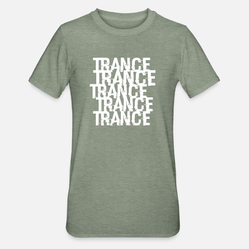 Trance Typographic Pattern - Unisex Polycotton T-Shirt - heather military green