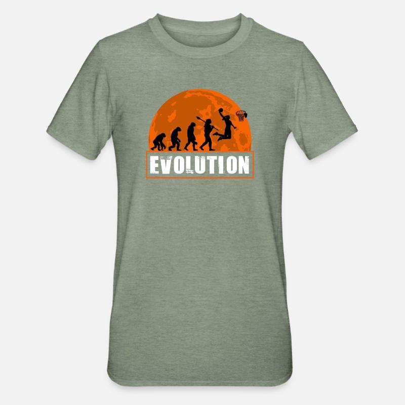 Basketball Evolution Player Dunking Silhouette - Unisex Polycotton T-Shirt - heather military green