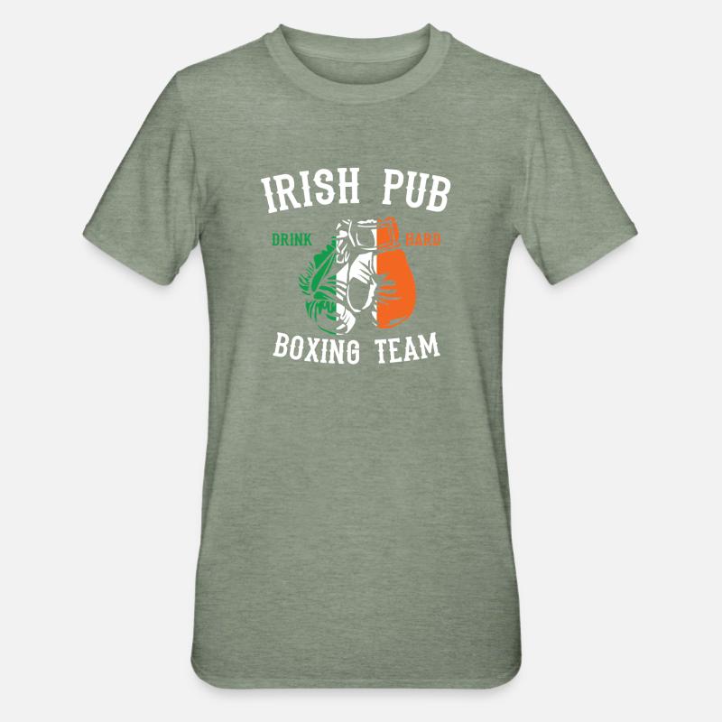 Irisches Pub-Boxteam - Unisex Polycotton T-Shirt - Militärgrün meliert