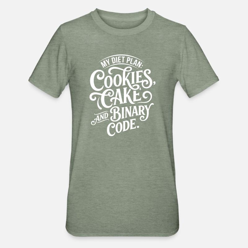 Cookies Cake Binary Code Design - Unisex Polycotton T-Shirt - heather military green