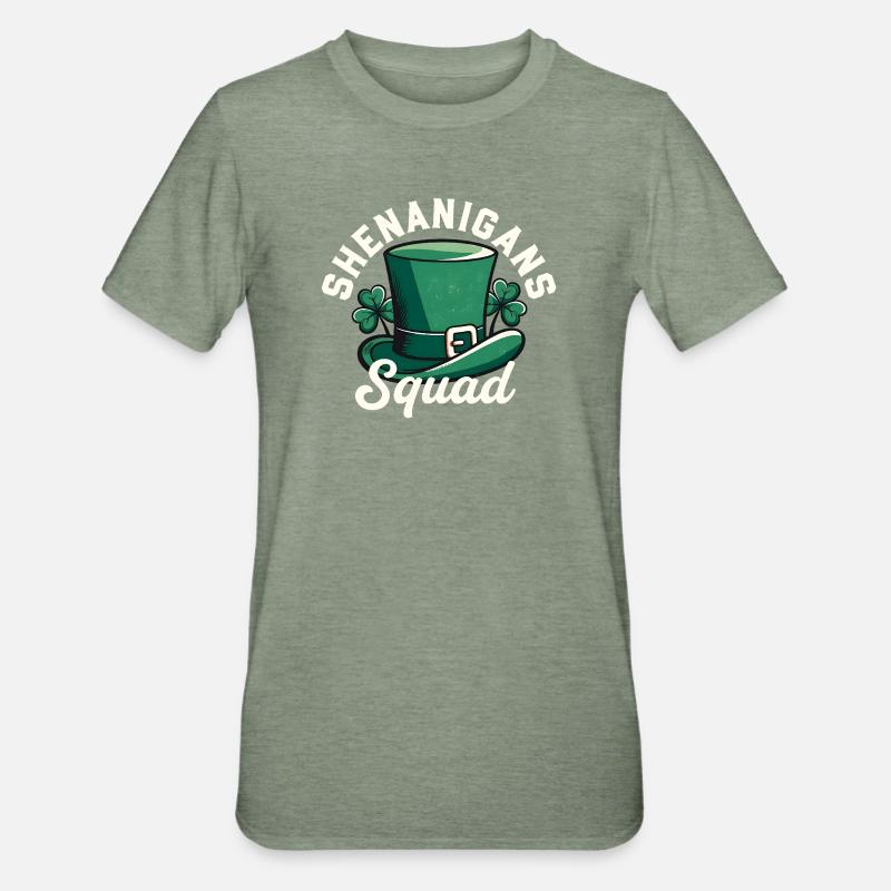 Shenanigans Squad Leprechaun Hat - Unisex Polycotton T-Shirt - heather military green