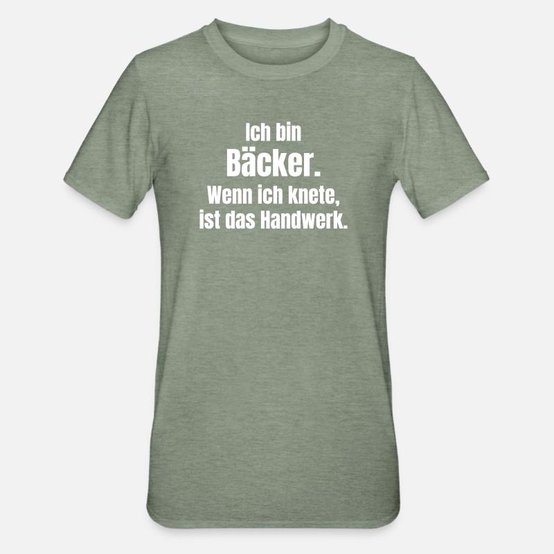 Bäcker: Knettechnik als Handwerk - Unisex Polycotton T-Shirt - Militärgrün meliert