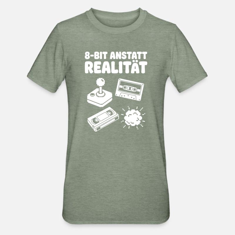 Arcade rétro de réalité 8-bits - T-shirt polycoton Unisexe - vert kaki chiné